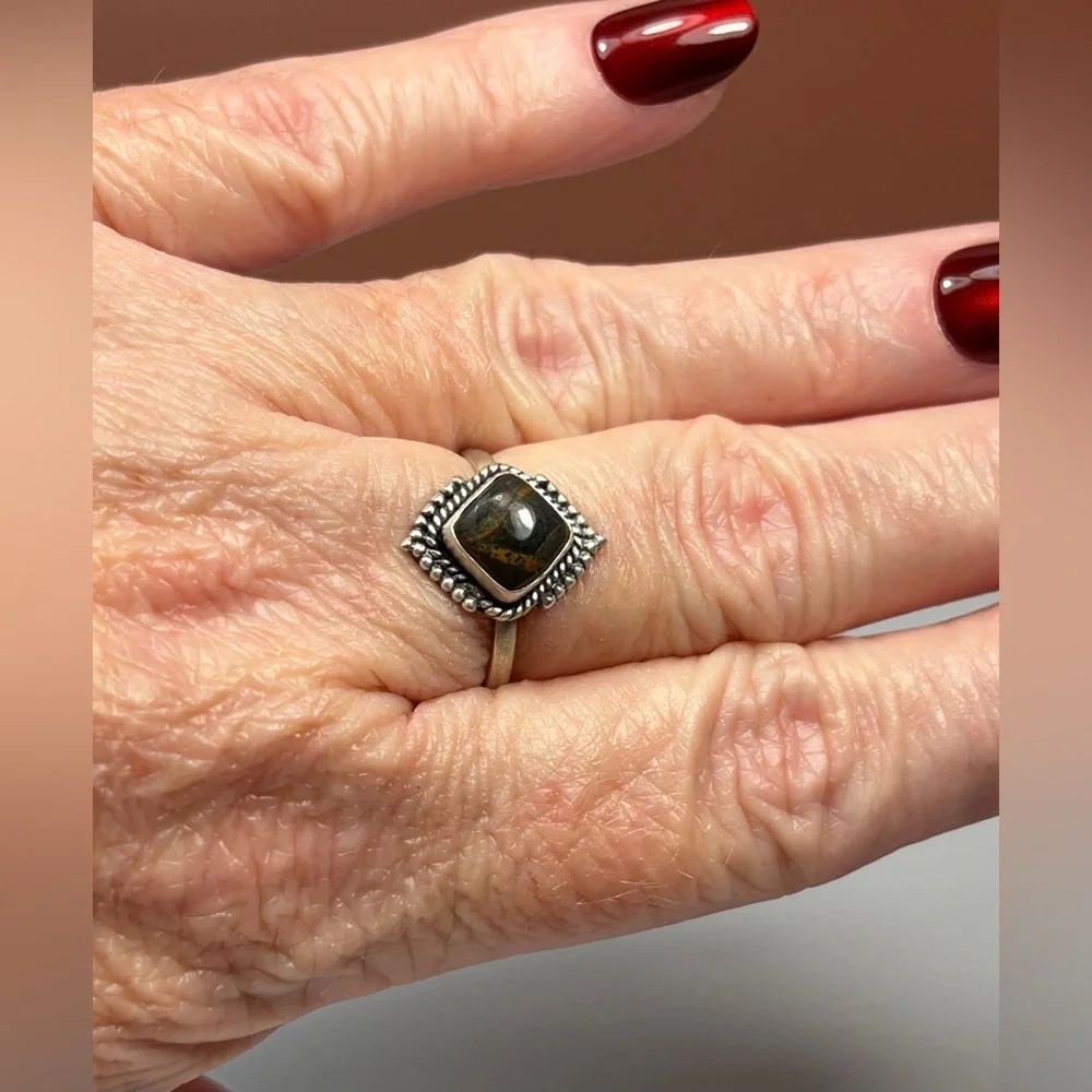 925 Sterling Silver Black Jack Turquoise Ring